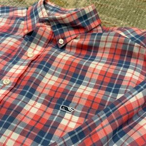 Vineyard Vines Men's Red and Blue Checkered Shirt